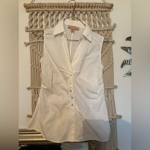 PHILOSOPHY Women's White Collared Sleeveless Top